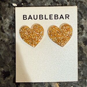 BaubleBar gold heart earrings NWT